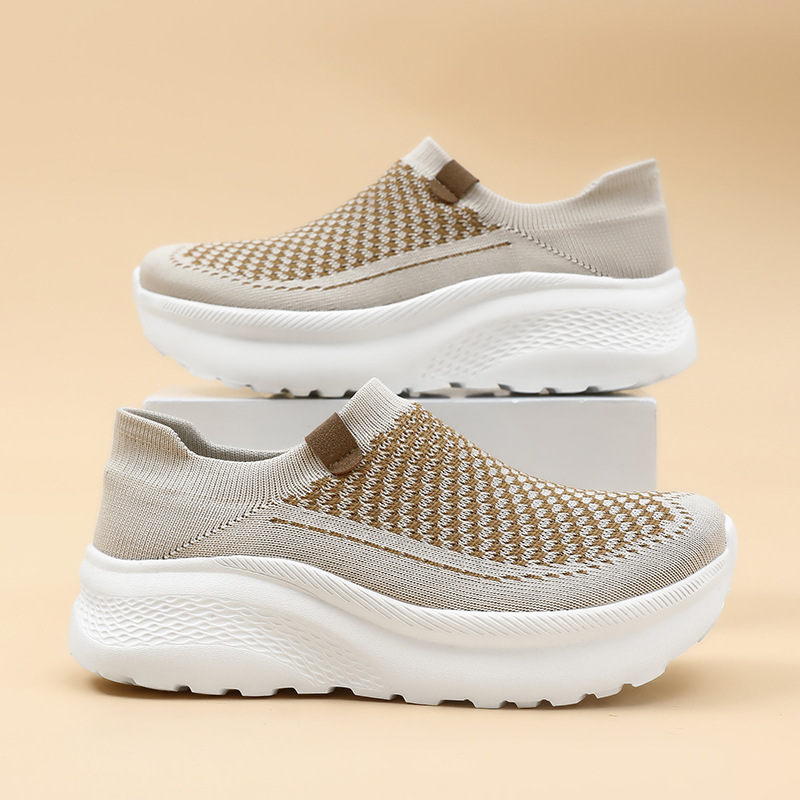 Women's Shoes, Breathable, Odor-Free Slip-On Sock Shoes, Solid Color Versatile Sports Casual Shoes, Breathable Fly-Knit Single Shoes