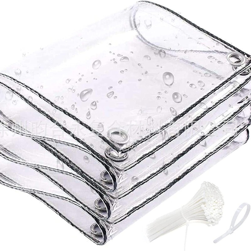 Transparent Waterproof Cloth PVC Rainproof Cloth Outdoor Balcony Rain Cloth Rain-blocking Sunshade Sunscreen Canvas Thickened Tarpaulin
