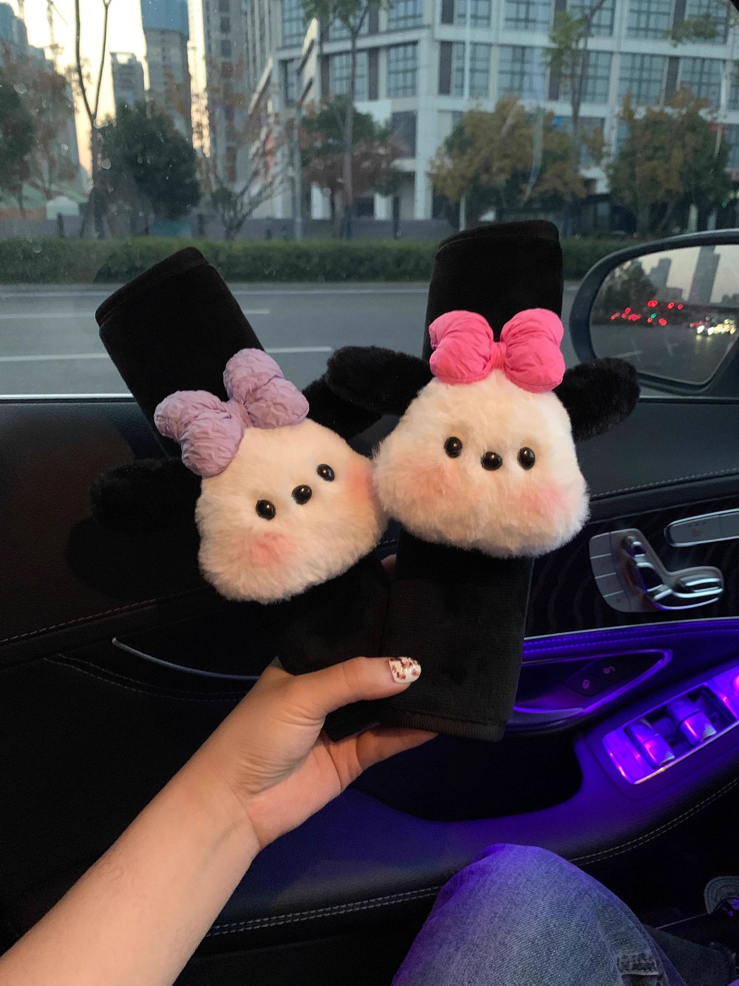 Car Seat Belt Shoulder Cover Soft Cute Plush Dog Car High-End Anti-Stranglehold Doll Doll Car Interior Decoration