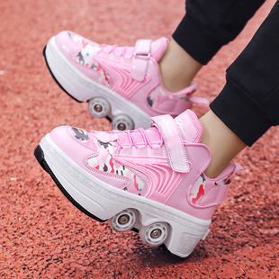 New Product Heelys Shoes Four-Wheel Beginners Novice with Light Charging Boys Roller Skates Girls Sports Shoes with Wheels