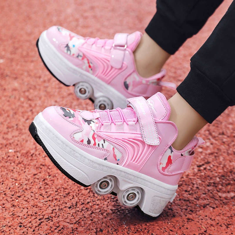 Новый продукт, обувь Heelys, четырехколесные роликовые коньки для начинающих с легкой зарядкой для мальчиков, спортивная обувь для девочек на колесах