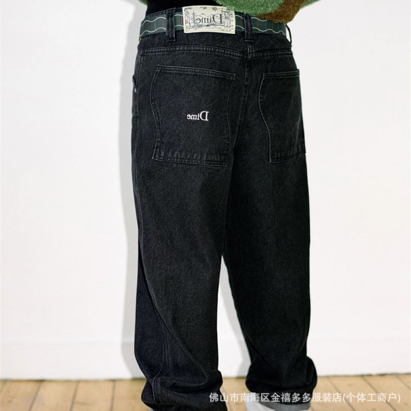 DM 2024ss three-dimensional embroidery letter labeling Denim trousers high street style men and women same fashion