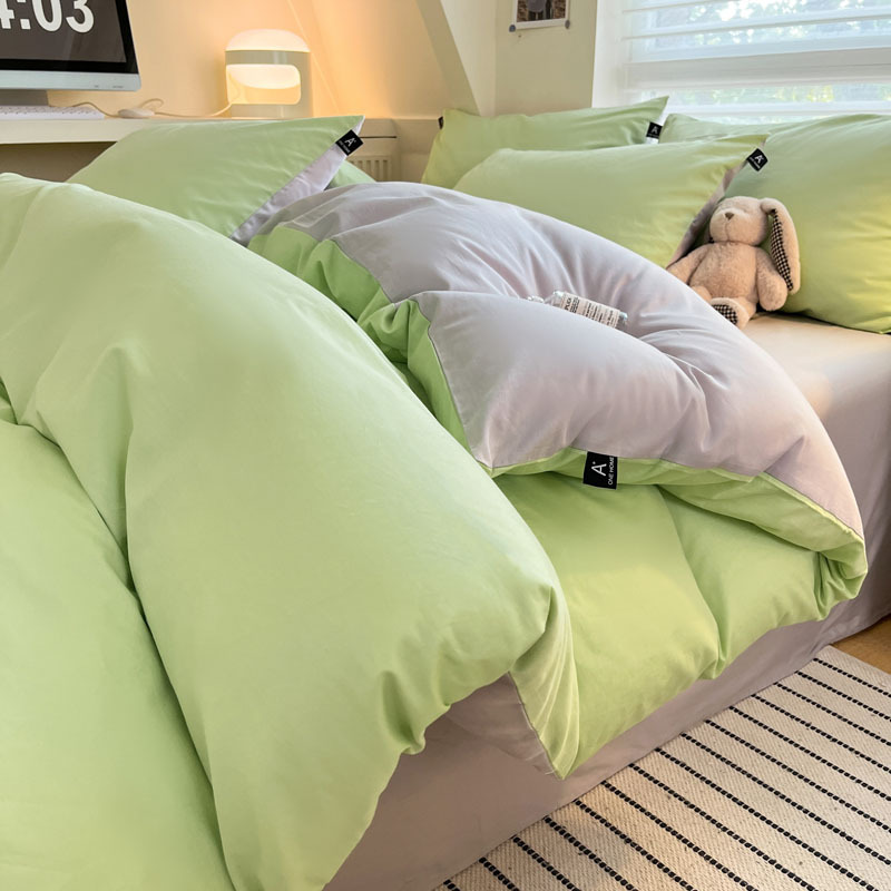 Cama de algodón de clase A para madres y bebés, ropa de cama de cuatro piezas, ropa de cama de color sólido, ropa de cama, dormitorio de estudiantes, tres piezas