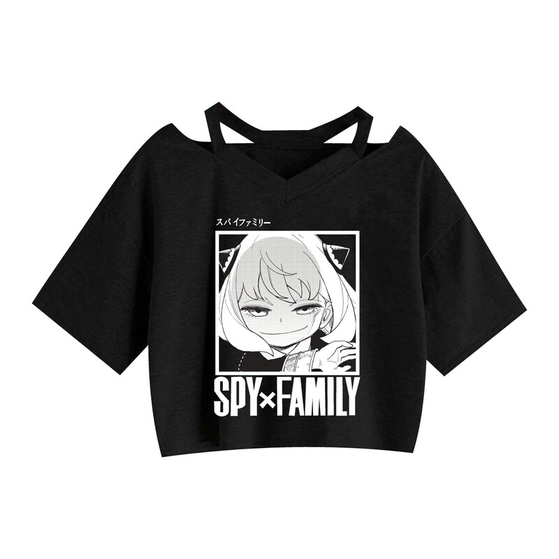 New anime spy×family SPY play house printing casual base Women's condole belt umbilical short sleeve
