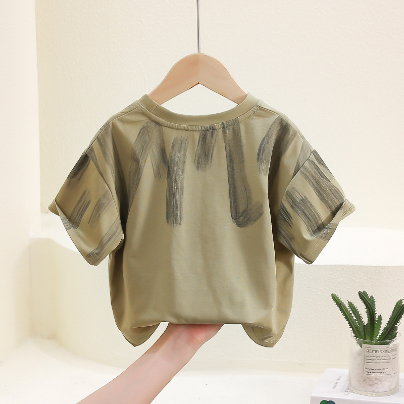 7839 Camiseta de verano para niños 2025 nuevo estilo estilo occidental verano para niños de manga corta para bebés ropa de verano delgada para niños