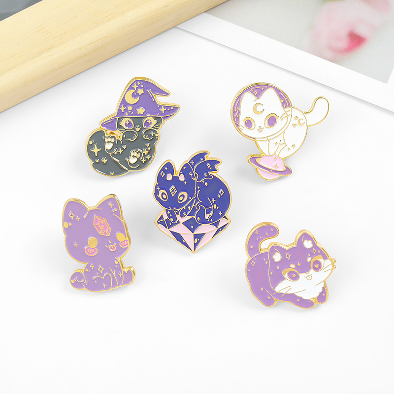 Cartoon Style Cat Alloy Stoving Varnish Brooches display picture 16