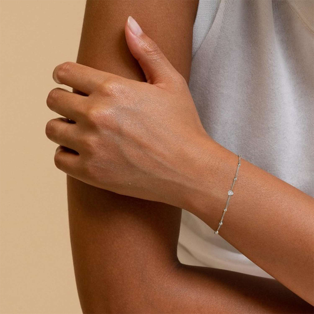 Zircon Inlay Material 925 Sterling Silver Bracelets Simple Style