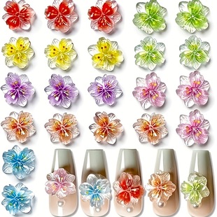 2025 New Cross-Border Dropshipping Ice Color Translucent Cross-Border Flower Nail Jewelry Cross-Border Dropshipping