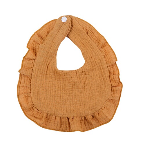 INS European and American Baby Ruffle Gauze Bib Bubble Gauze All Cotton Infant Bib Double-layered Crepe Bib