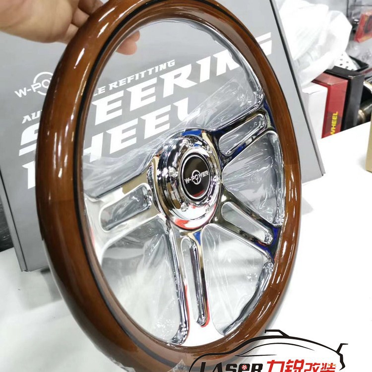 Adecuado para retro caoba volante coche de carreras modificación pusang viaje Suzuki Lada Jetta madera maciza plana 14 pulgadas