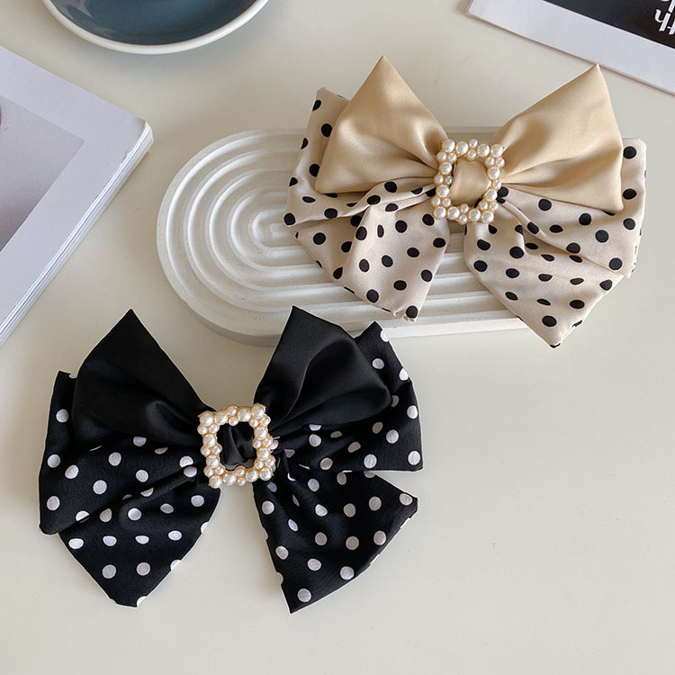 Bow Knot Pattern Korean Style Wave Dot Big Bow Pearl Hairpin