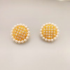 Earrings, stone inlay from pearl, high quality silver needle, french style, Chanel style, light luxury style, silver 925 sample