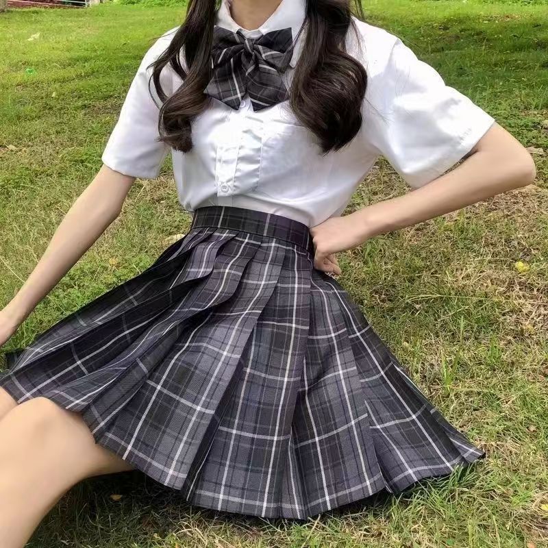 JK 유료 스커트 일본 스타일 스커트 세트 높은 허리 원래 대학 스타일 주름 치마 학생 유니폼 스커트 학교 유니폼 스커트