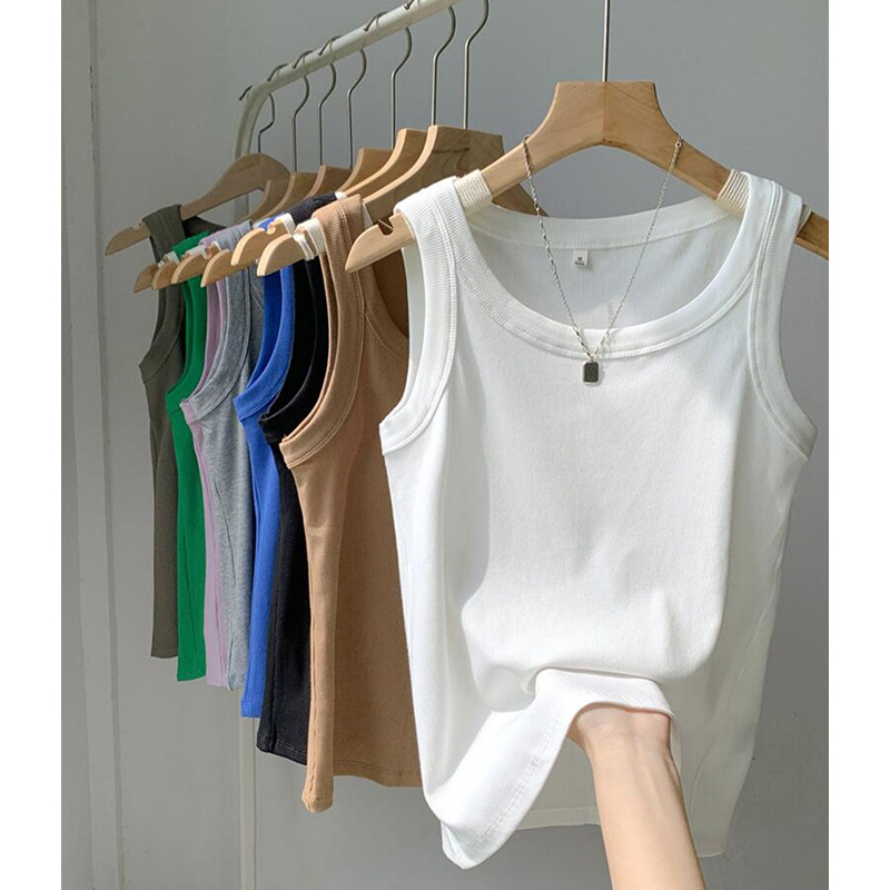 2025 New Women's Comfortable and Breathable Threaded Vest Tops for Spring, Summer and Autum with Casual Sports T-Shirts