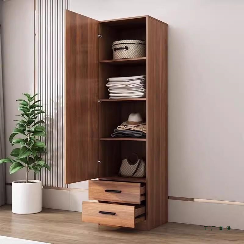 Modern New Chinese Style Single-Door Wardrobe, Height 2m, Bedroom Adult Storage Cabinet, Balcony Simple Wooden Storage Closet