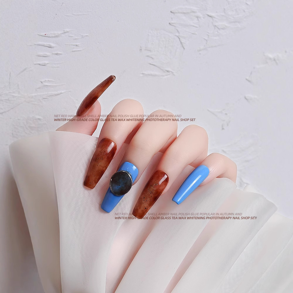 Nueva Carey ámbar Otoño e Invierno esmalte de uñas pegamento blanco francés popular latte uñas fototerapia traje 9 colores