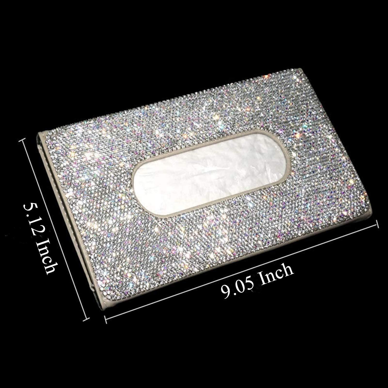 Cross-Border Rhinestone-Encrusted Car Tissue Box, Universal Hanging Car Tissue Box Set, Car Sun Visor Tissue Box, Rhinestone-Encrusted for Women