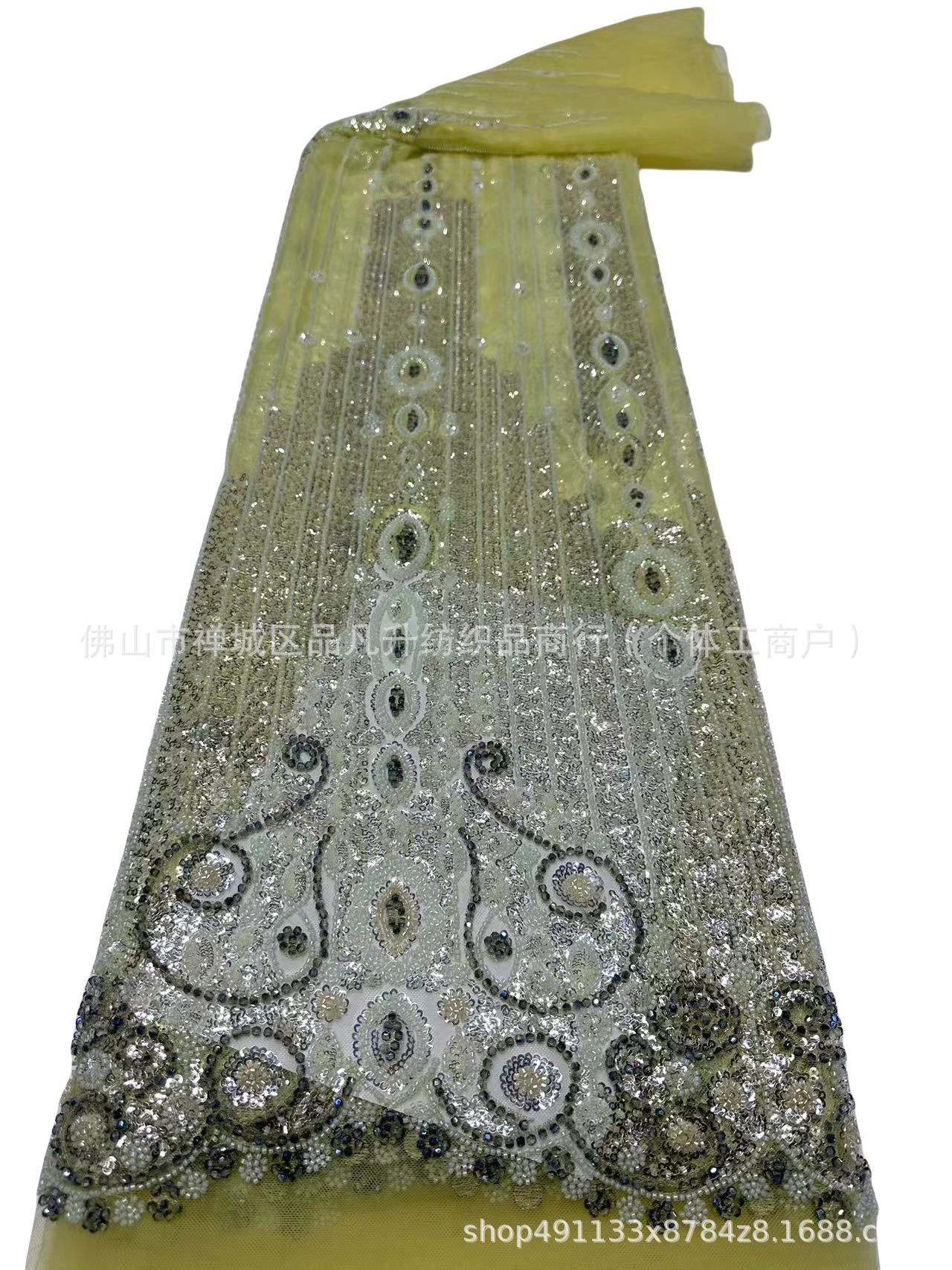 industria pesada de alta densidad cuentas tubo de cuentas tela bordada alta fijación vestido de boda tela de moda cuentas de encaje en stock image 11
