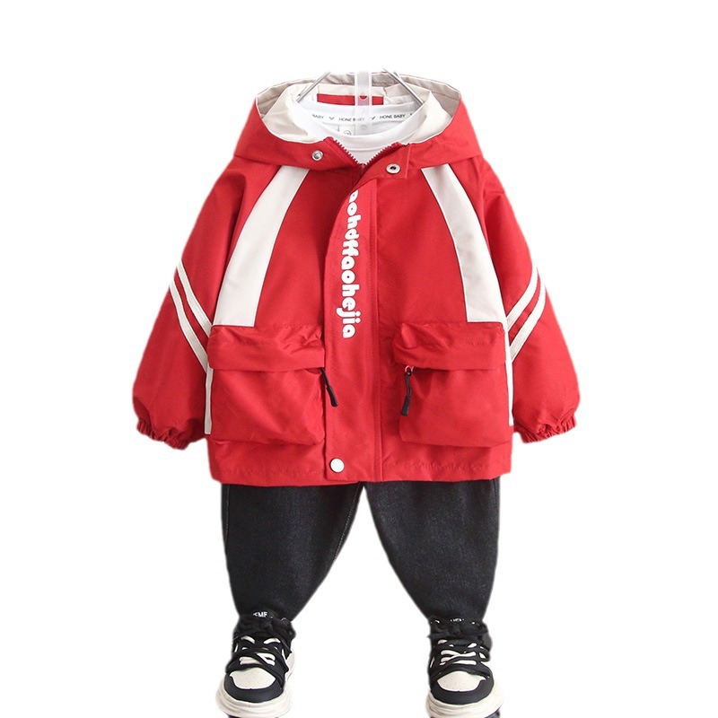 5973 Chaqueta con capucha para niños 2025 otoño nuevo estilo chaqueta de bebé para niños guapos chaqueta de primavera y otoño para niños