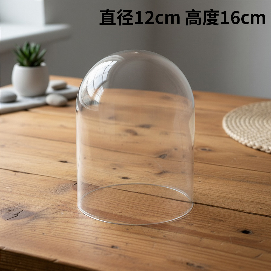 Flor inmortal cubierta de vidrio cubierta de acrílico cubierta de plástico transparente semicircular flor seca base a prueba de polvo con lámpara DIY material