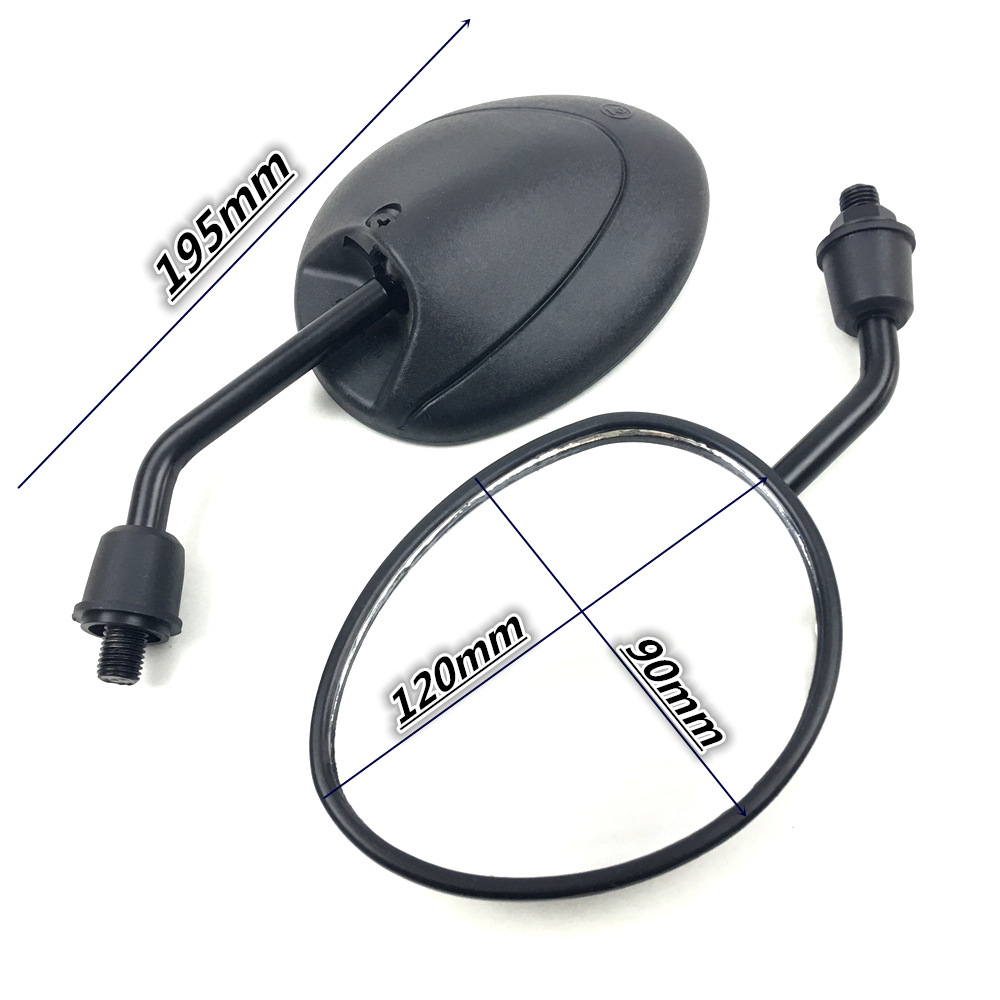 10mm Universal Black Rearview Mirror for Suzuki, Yamaha, Kawasaki, Ducati Motorcycles and Scooters