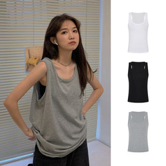 I字ベスト レディース 夏服 2025 アウター トレンド インナー 太mm ミドル丈 ノースリーブ Tシャツ ゆったり 大きいサイズ トップス
