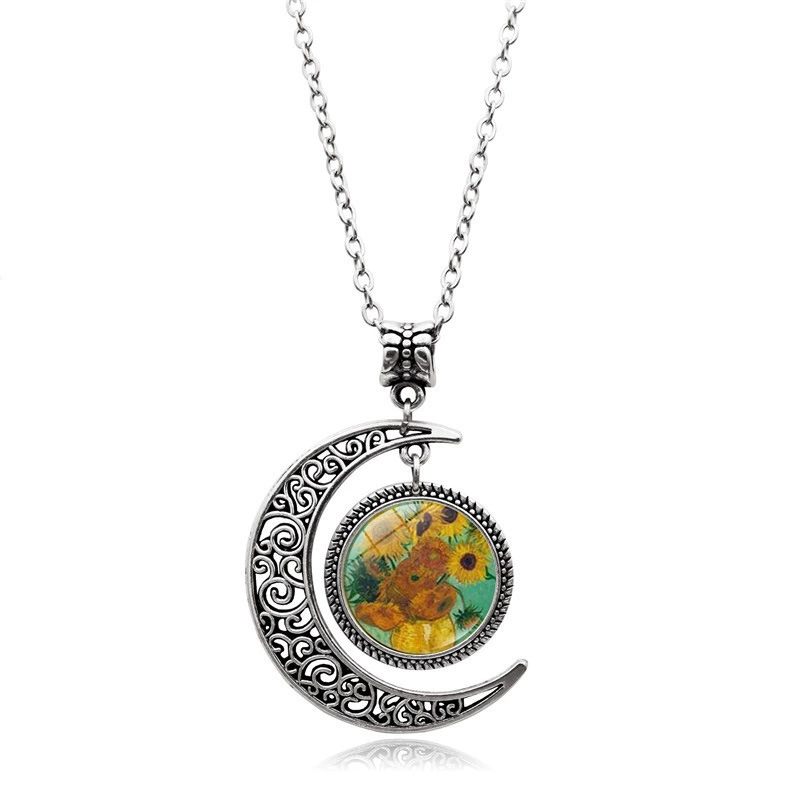 Подвеска, серебряное ожерелье, ретро аксессуар, свитер, with gem, европейский стиль