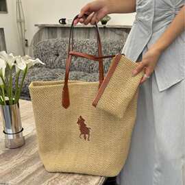 包包女2025新款夏季拉菲草编沙滩托特包大容量单肩腋下手提编织包