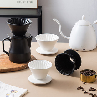 Source factory direct V60 straight grain half light black white hand ceramic coffee filter Cup