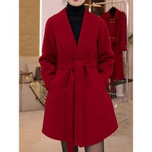 韩版气质名媛双面呢大衣女2023秋冬新款时尚洋气保暖防寒显瘦外套