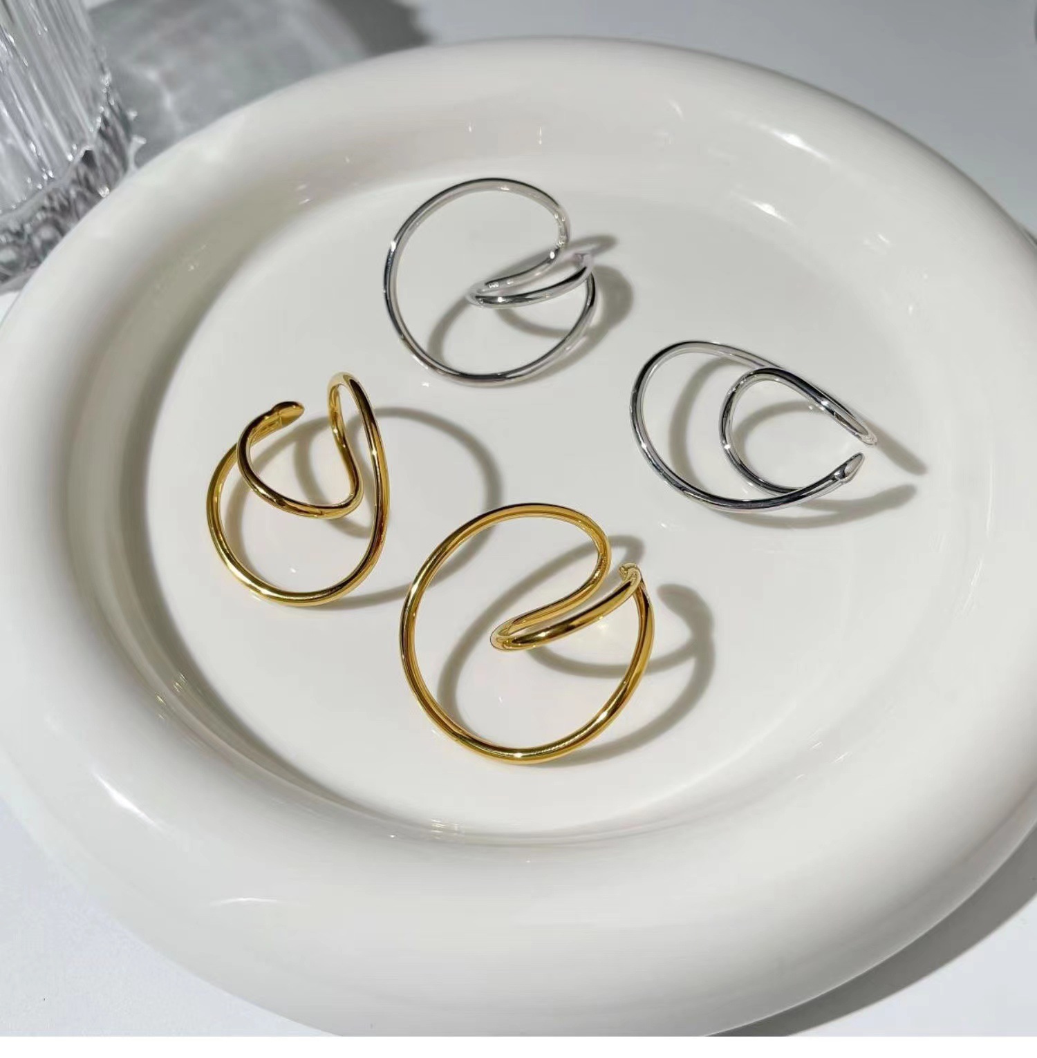 U Shape, Irregular Pattern Brass U Shape Irregular Ear Cuffs