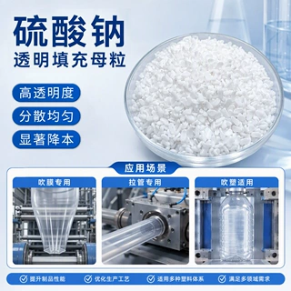 支持定制透明填充母粒无水硫酸钠颗粒PE吹膜注塑挤出盐白透明母粒