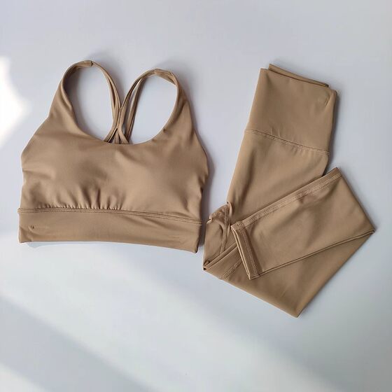 Yoga Clothing suit Naked Solid Color Shockproof Push-up Sports Underwear Women's Training Quick-drying suit Pilates Fitness Clothing