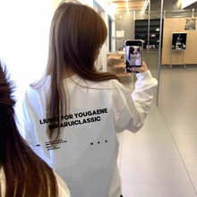 胖mm美式潮牌纯棉大码长袖t恤女春秋宽松慵懒风休闲打底衫上衣服