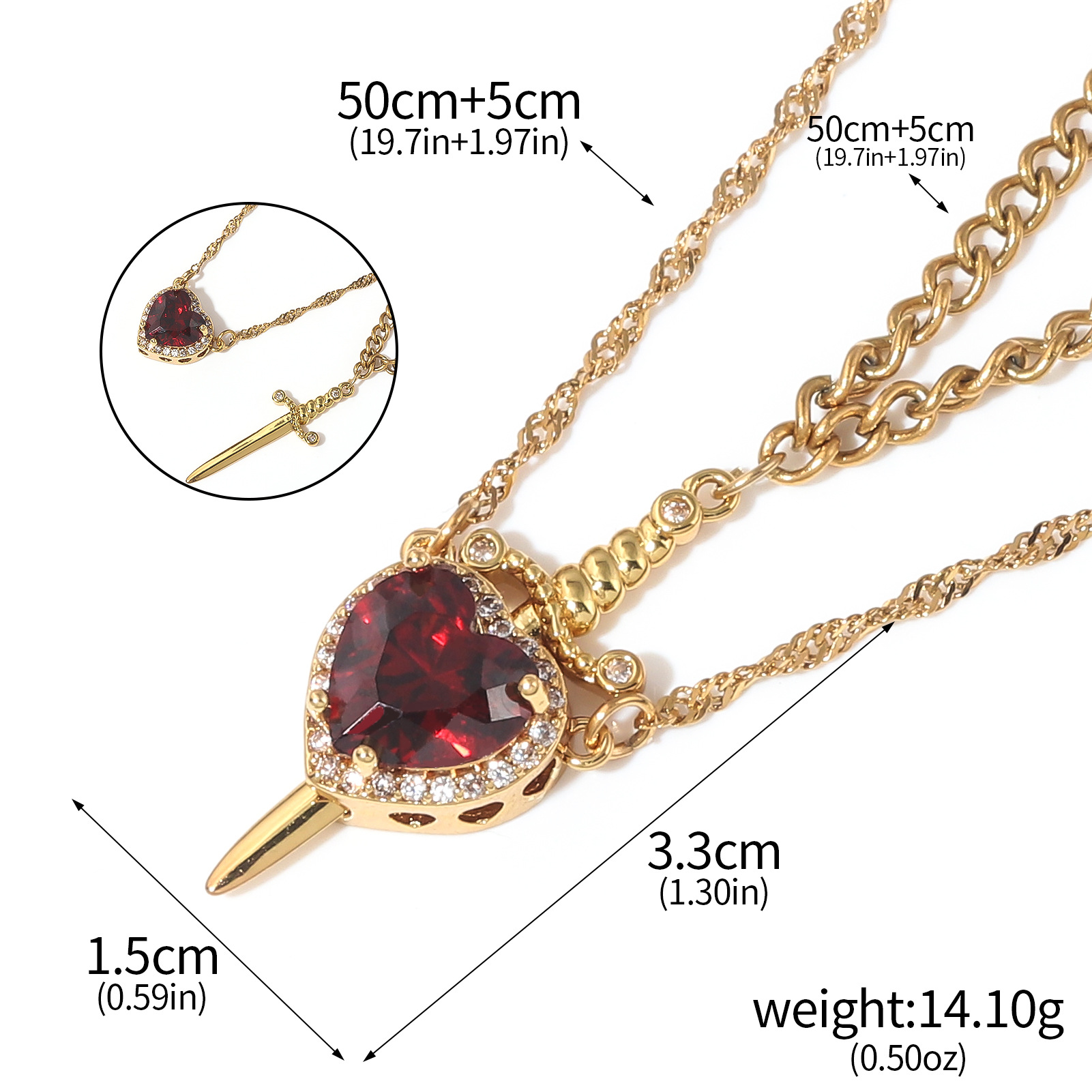 Layered Necklaces Classification Iron Chain Material Elegant Modern Style Heart Shape Iron Copper Chain-free Pendant Necklaces Wholesale