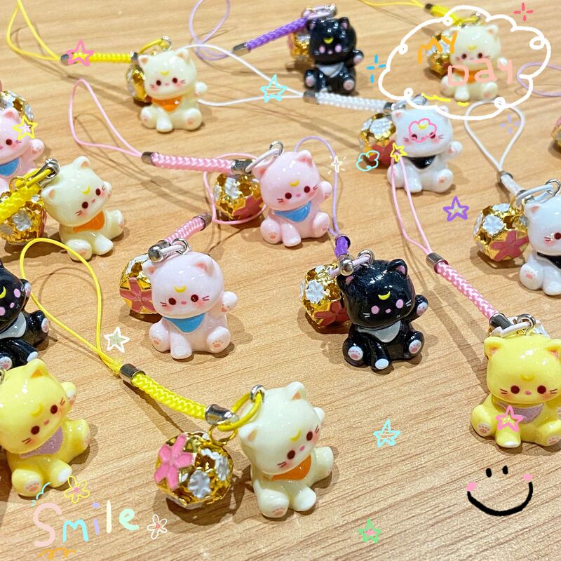卡通招手小猫铃铛挂件 可爱钥匙扣少女学生包包挂件创意小猫挂件|undefined