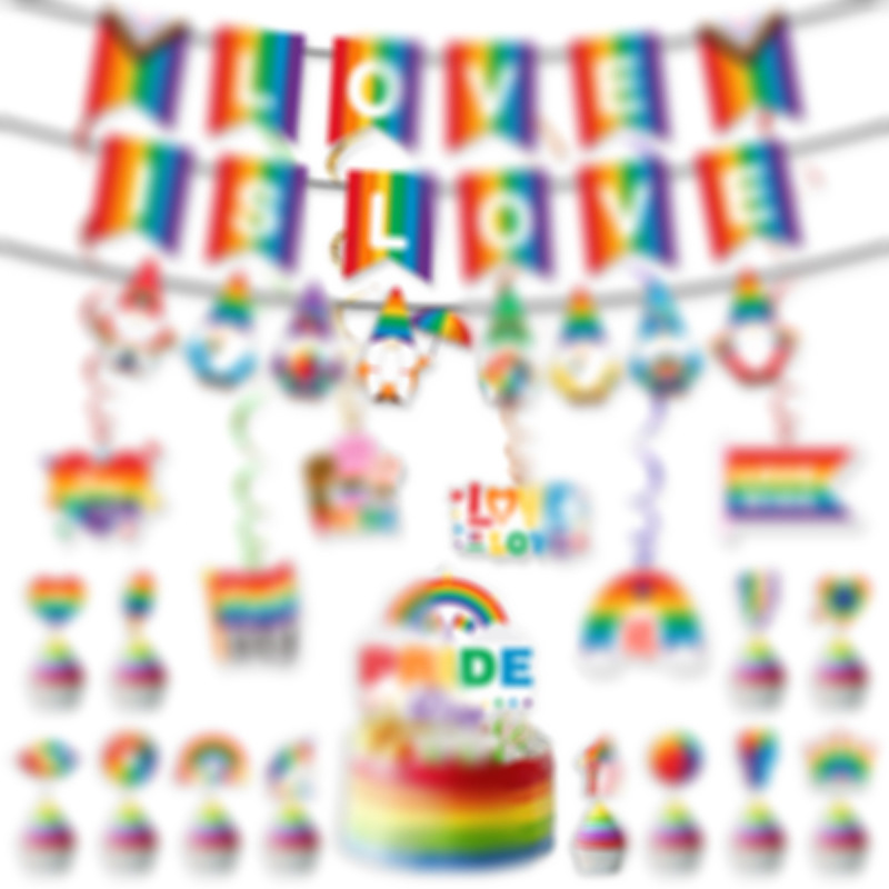 Cross-Border Colorful Pride Month Themed Party Decoration Set, Colorful Attitude Season Banners, Spiral Glasses, Wholesale Customization Cross-Border Colorful Pride Month Themed Party Decoration Set, Colorful Attitude Season Banners, Spiral Glasses, Wholesale Customization