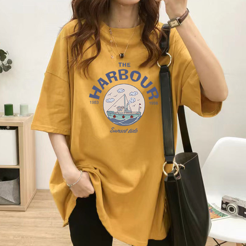 New maternity clothes Korean style ins cotton short sleeve mid-length top loose plus size summer hot mom maternity T-shirt New maternity clothes Korean style ins cotton short sleeve mid-length top loose plus size summer hot mom maternity T-shirt