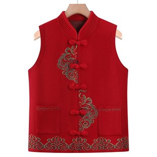 Middle-aged and elderly waistcoat grandmother's spring and autumn vest knitted waistcoat mother's new waistcoat old woman's clothes