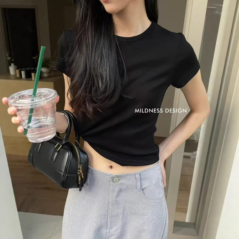 Mildness 26Th Summer New Style Slim-Fit Hot Girl Short-Sleeve T-Shirt for Women E2051 Mildness 26Th Summer New Style Slim-Fit Hot Girl Short-Sleeve T-Shirt for Women E2051