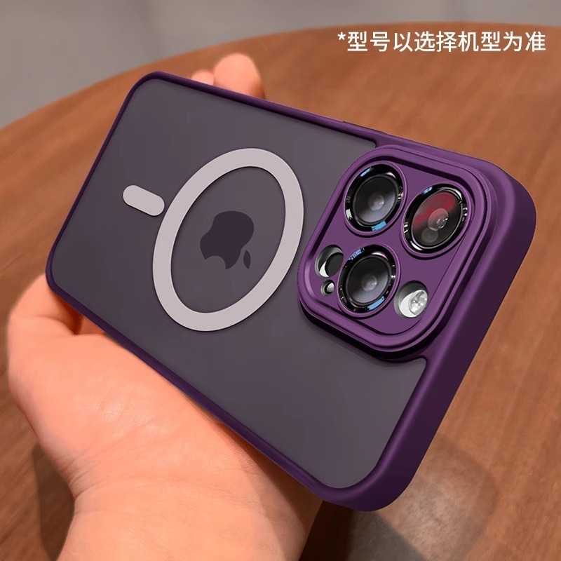 iPhone17、Apple 14Promax、磁気吸着式透明つや消し15対応、レンズフィルム付きフルカバー保護ケース|undefined