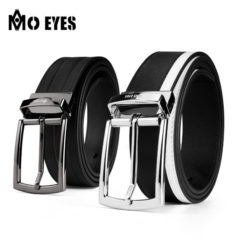 Thắt lưng da bò lớp đầu nam hai mặt xoay mắt ma thuật moeyes — M23PD001-Đen Trắng, M23PD001-Đen
