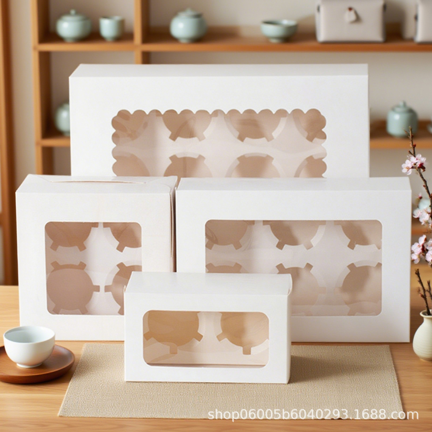 Caja de embalaje de cupcake, pastel de cupcake, postre horneado, muffin, ventana transparente, 2 / 4 / 6 / 12, caja de embalaje