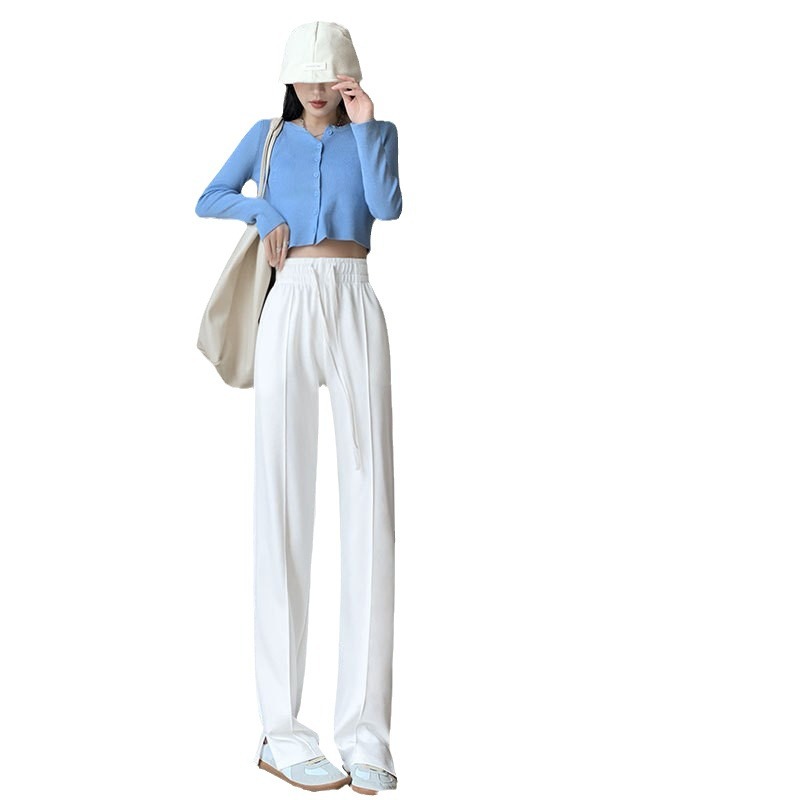 Narrow Slit Wide-leg Pants Women's Pants Spring and Summer 2024 New Straight-tube Loose Casual Slit Sports Pants for Women