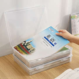 LW96A4文件收纳盒带盖书桌手帐色纸文具书本笔盒办公室资料盒透明