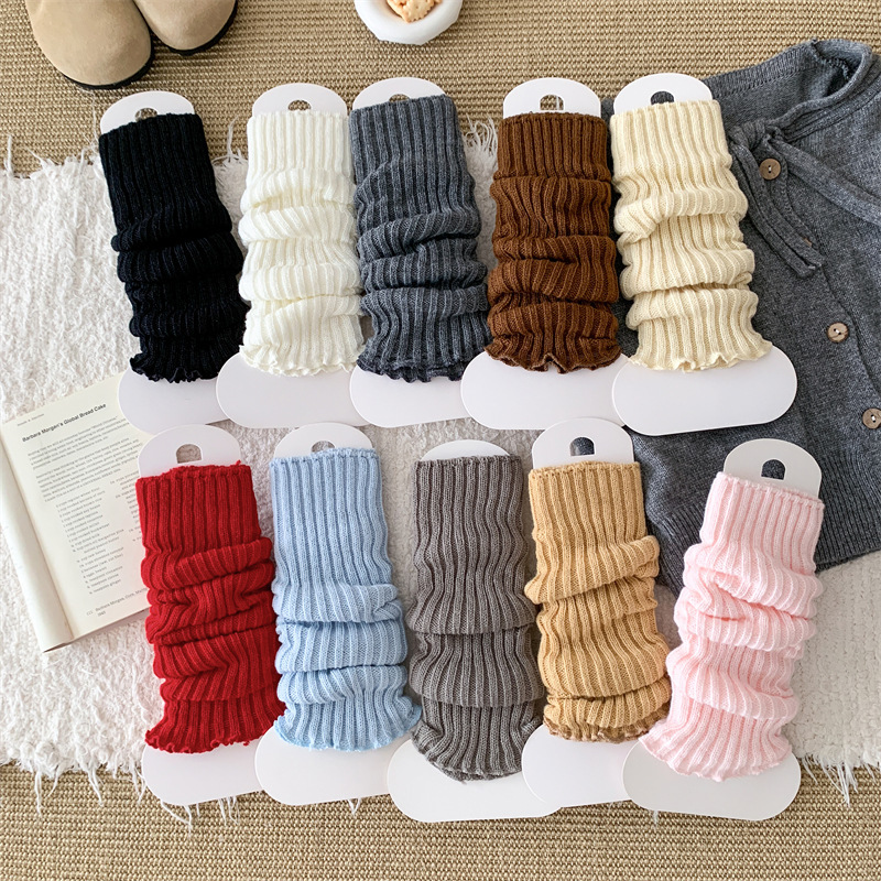 Women's Solid Color Double-Needle Thick Line Vertical Stripe Mid-Tube Leg Warmers Children's College Style Girl Jk Japanese Trendy Slouch Socks