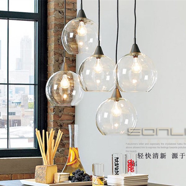 包邮家居简约玻璃圆球单头北欧吊灯美式复古餐厅灯具阳台吧台吊灯