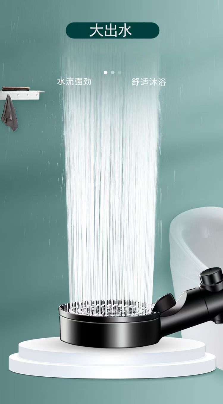 Five-speed pressurized filter cotton showerhead set for bathroom, handheld five-speed pressurized showerhead, visible filter cotton, one-button water stop Application Scenario