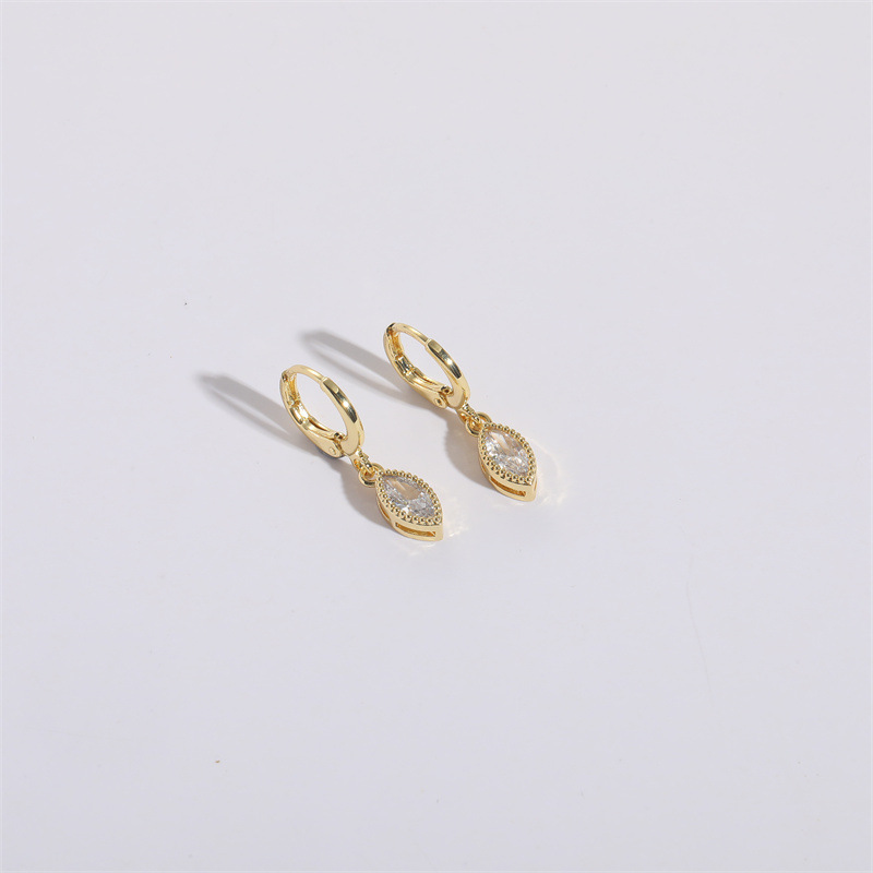 Simple Style Geometric Copper Gold Plated Zircon Drop Earrings 1 Pair