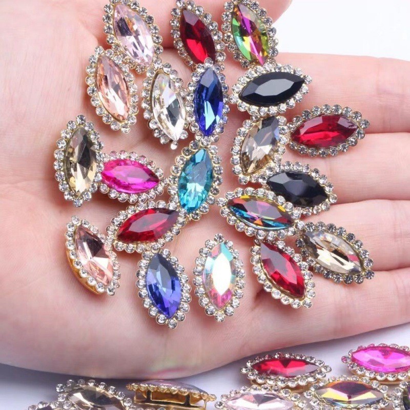 New Glass Diamond Double-layer Water Drop Marquise Claw Diamond Handmade Dot Diamond Jewelry Accessories DIY Clothing Hair Accessories